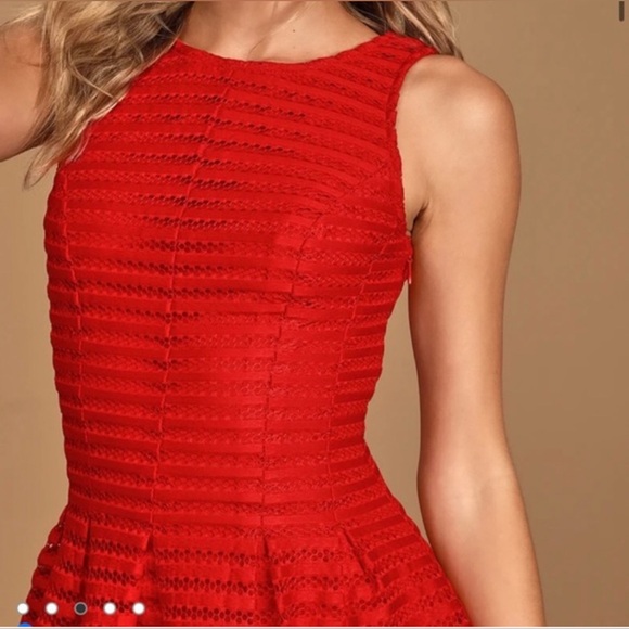 Lulus Brighter is Better Red Ribbed Sleeveless
Skater Dress MEDIUM - Picture 4 of 13